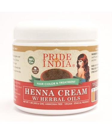 Pride Of India - Herbal Hair Color Powders 454 grams (16 oz) (Pure Henna Cream - Natural - W Gloves) 453.6 g (Pack of 1)