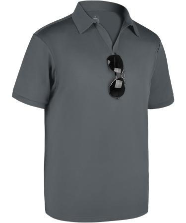 HMIYA Men's Polo Shirt - Short Sleeve Breathable Golf T-Shirt Quick Drying 5XL - Light Gray - International Shipping Available - Buy Online on GoSupps.com