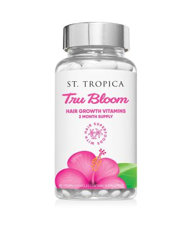 ST. TROPICA Natural Hair Growth Vitamins: 2 MONTH Supply (24.50/mo). CLINICALLY PROVEN Formula for Thicker Fuller Longer Hair. Just 1 Capsule Daily. Helps Prevent Hair Loss & Hair Thinning 60 count
