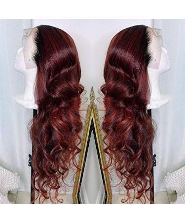 ANDRIA 99j Lace Front Wig 24 Inch Loose Wave Ombre Burgundy Red Synthetic Hair for Black Women - Buy Online on GoSupps.com