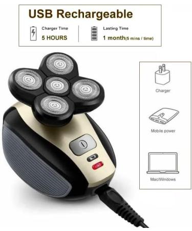 Buy 4D Rotary Electric Shaver for Men - USB Rechargeable Bald Head & Beard Trimmer Kit - 5 in 1 Waterproof Grooming Tool - Buy Online on GoSupps.com