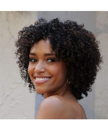 Rebasar Curly Afro Wig Black Afro Kinky Curly Wig Brazilian Human Hair Wig Short Wig for Women Black - Buy Online on GoSupps.com