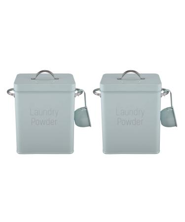 Pomojonbi 2X 5L Beautiful Powder Laundry Powder Boxes Storage with Scoop Green