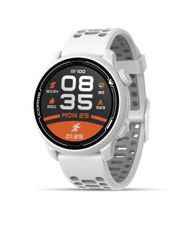 Coros PACE 2 Premium GPS Sport Watch with Nylon or Silicone Band, Heart Rate Monitor, 30h Full GPS Battery, Barometer, ANT+ & BLE Connections, Strava, Stryd & TrainingPeaks (White - Silicone Strap)