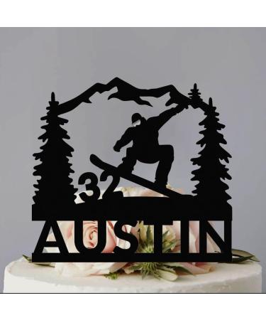 Snowboarder Birthday Custom Snowboard Name Snowboarding Mountain Cake Topper 6-7.8 Inch Acrylic or Wood Material Snowboarder Birthday Snowboard - Buy Online on GoSupps.com