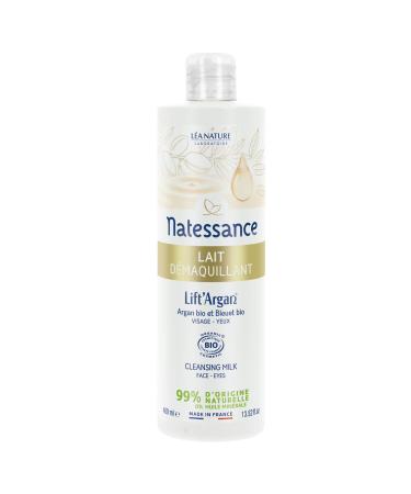 Natessance | Lait D maquillant Lift Argan | limine Maquillage et Impuret s | Huile d Argan Bio | Visage - Yeux | Tous types de peaux | Certifi Bio | 99% d origine naturelle | 400 ml 400 ml (Lot de 1)