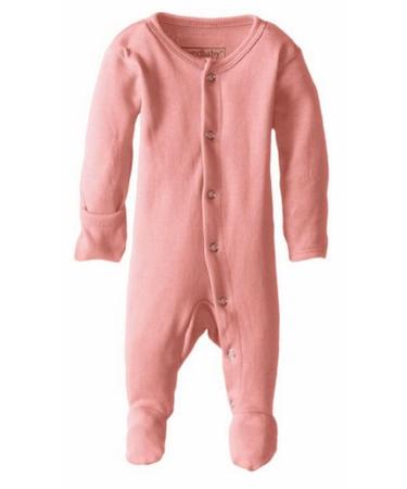 L'Ovedbaby Girls' Organic Baby Snap Footie 9-12 Months Coral