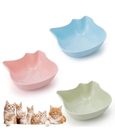 3 Pcs Cat Feeding Bowls Anti Slip Multipurpose Cat Food Bowls Plastic & Cute Pet Bowl Cat Dish for Wet Food and Water Cat Bowls for Indoor Cats Kittens Puppies (Three color A cat's paw) Three color A cat's paw