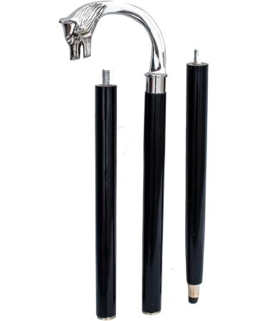 FICUS GIFT Wooden Brass Walking Stick with Black Shaft and Silver Handle - Ideal Halloween Costume Canes for Women Men and Seniors