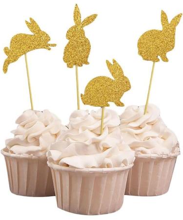 8 Pcs 4 Types Bunny Cupcake Toppers Rabbit Cake Toppers Birthday Party Easter Cake Decoration (Golden) LM - Buy Online on GoSupps.com