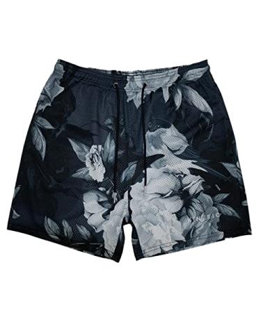 BIIEYAA Casual Shorts Mesh Print Shorts Sports Hiking Shorts Quick Drying Exercise Shorts Gym Running Shorts Small 4