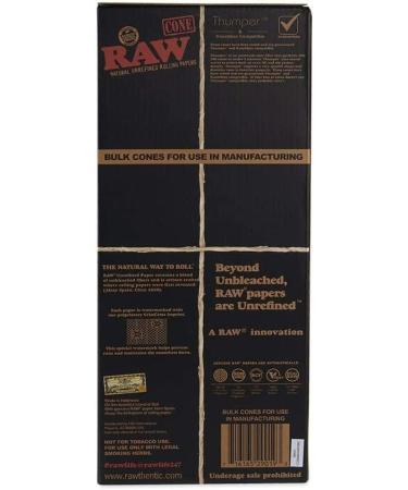 RAW Classic Black Prerolled Cones Bulk - 900 Count 1 1/4 Size Natural Classic Unrefined Rolling Papers - Pre-Roll Cones - Filter Tips - Natural Brown Unbleached Unrefined Rolling Papers - Buy Online on GoSupps.com