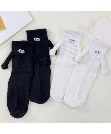 RJSQAQE Couple Holding Hands Magnetic 3D Doll Mid-Tube Socks | Unisex Funny Black Sock Onesize - Buy Online on GoSupps.com