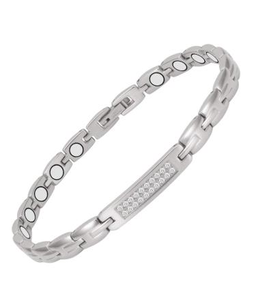 Stainless Steel Magnetic Anklet 24cm Arthritis Pain Relief with Magnets Health Gift (Silver-6)