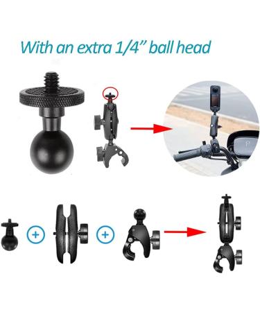 Fotoleey Action Camera Motorcycle Mount for Insta360 X4/X3/X2 One RS GoPro Hero 12/11/10 - 360 Rotation Double Clamp Aluminum for Double Stability - Buy Online on GoSupps.com
