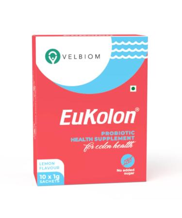 Eukolon for Boosting Colon Health Improves Gut Health Refreshes Digestive System Detoxifies Gut 10 billion CFUs Probiotic Supplement for Men and Women - 1g*10 sachets Lemon Flavour