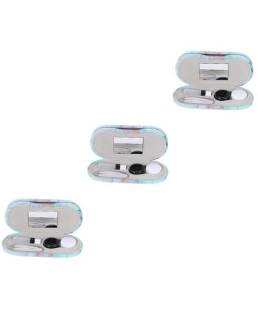 Healvian 3 sets Double-lodged glasses case decorative tools Terrariennebler Travel accessories sunglasses Multi-purpose contact holder Contact memory PU glasses Support box CASE