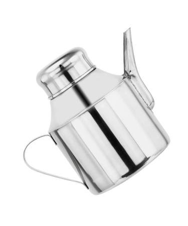 ABOOFAN Sauce Pot Soy Sauce Bottles Steel Container with Lid Water Carafe with Lid Olive Oil Bottle Dispenser Cooking Seasoning Bottle Liquid Stainless Steel Oil Filter Pot Metal 16X13X9.5CM Silver