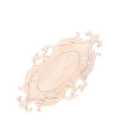 RORPOIR 1pc Unpainted Frames Decorative Appliques for Furniture Wood Onlays for Bed Flowers Carved