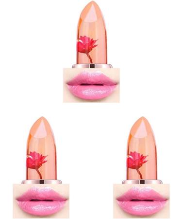 POPETPOP 3Pcs Moisturizing Lipstick Lip Gloss Flower Lipstick Jelly Lip Stick mediumx3pcs as shown x 3pcs - Buy Online on GoSupps.com