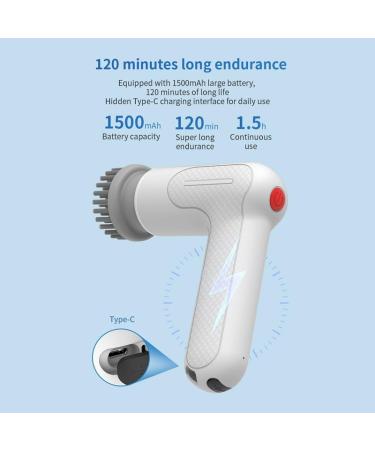 Firstrays Electric Scrubber Cordless Shower Scrubber with 8 Replacement Heads Bathroom Scrubber & Waterproof Electric Easy Install - Buy Online on GoSupps.com