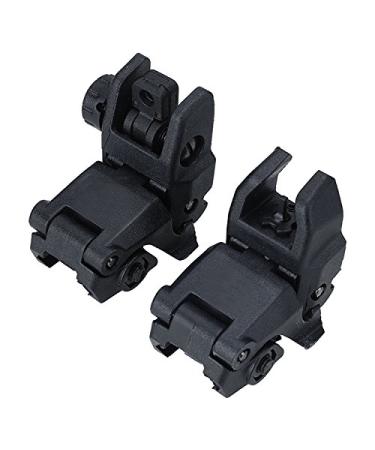 HWZ Tactical Folding Front & Rear Set Flip Up Backup Sights BUIS Black Black-2dai-zhun