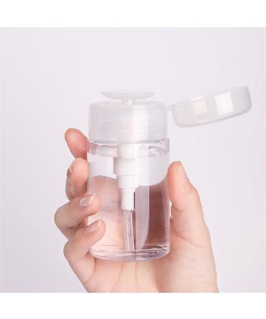 InfantLY Bright Push Down Empty Lockable Pump Dispenser Bottle  200ml One-Touch Bottle Nail Polish Remover Alcohol Liquid containers Refillable Clear Cosmetic Container  White transparent