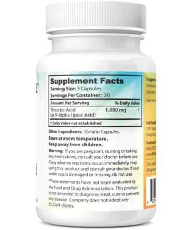 Dr. Clark Thioctic Acid Supplement 360mg - 90 Capsules | Boost Health & Vitality - International Shipping - Buy Online on GoSupps.com