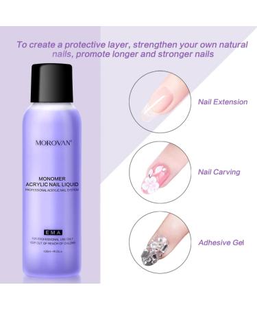 Morovan 4 oz. Monomer Acrylic Nail Liquid - Non-Yellow Nail Extension & Nail Art Fluid - Buy Online on GoSupps.com