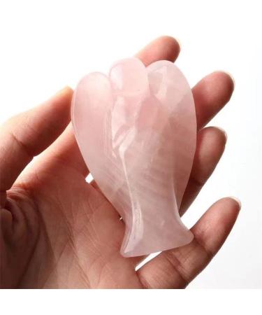 Natural Crystal Craft Hand Carved Crystal Angel Wings Rose Quartz Angel 2 inches Room Decoration Stone Mineral Specimen