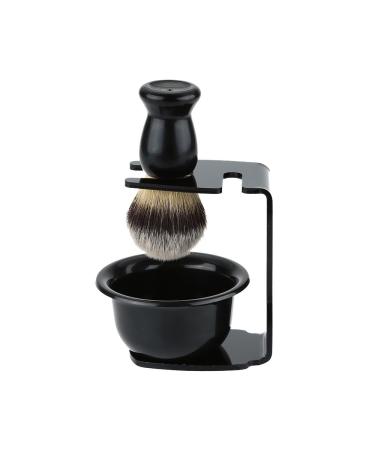 3 In 1 Shaving Brush Kit- Shaving Frame Base & Shaving Soap Bowl & Bristle Hair Shaving Brush Men's Shaving Set Shaving Brush with Acrylic Shaving Stand Holer Perfect for Men's Wet Shaving