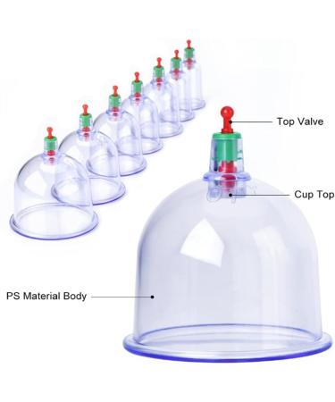Premium 12-Piece Cupping Set for Home Use - Therapeutic Massage Glasses with Air Pump & Extension Tube - Durable Polycarbonate Removable Valves - Buy Online on GoSupps.com
