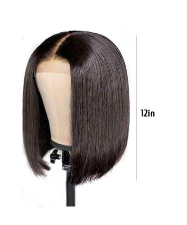 Supyini 12-Inch Black Wig with Fringe - 100% Brazilian Afro Real Hair No Lace Front Smooth PU Fake Scalp for Women - Buy Online on GoSupps.com