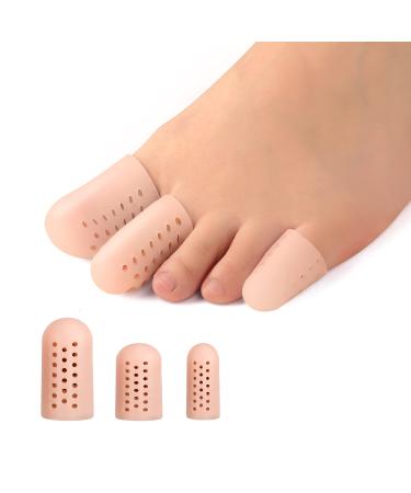 Kimihome 16 PCS Toe Caps and Protectors  Silicone Toe Sleeve Cushions and Protects  Provide Relief for Corns  Blisters and Ingrown Toenails (4PCS Large Size + 8PCS Medium Size + 4 Small Size) Beige