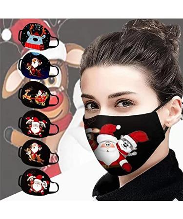 6 Pack Cute Couples_Mask For Christmas Cotton Fabric Washable Reusable Adjustable Earloops