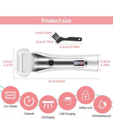 3-in-1 Blade Electric Shaver for Women - LED Display, Painless Hair Removal for Legs, Bikini, Underarms - Rechargeable, Wet/ Dry, Cordless - Detachable Head - Buy Online on GoSupps.com
