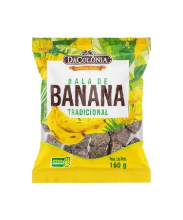 Traditional Brazilian candies with banana flavor, pack 160g - Bala de Banana Tradicional DACOLONIA 160g
