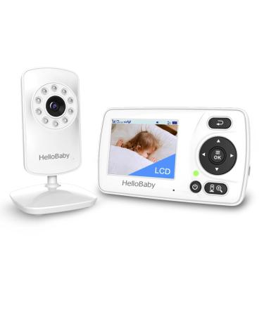 HelloBaby Baby Monitor Upgrade Video Baby Monitor No WiFi for Privacy Infrared Night Vision Camera ECO Mode Lullaby Digital 2X Zoom Alarm Function (HB30 new)