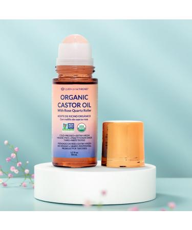 QUEEN OF THE THRONES Organic Golden Castor Oil Roll-On with Rose Quartz | 100% Pure for Skin Brows & Lashes and less mess Castor Oil Packs | Hexane-Free | USDA Certified | Cold-Pressed 1.7oz (50mL) - Buy Online on GoSupps.com