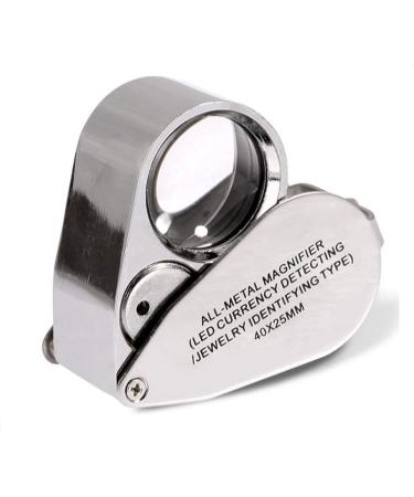 Magnifying Glasses 40X Magnifying Glass with 2 Led and Uv Lamps for Coins Appraisal Banknote Detector Mini Folding Metal Magnifier - Buy Online on GoSupps.com