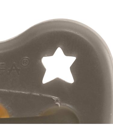 HEVEA Pacifier Shiitake Grey - Natural Rubber Star & Moon Design for 3+ Months - International Shipping Available - Buy Online on GoSupps.com