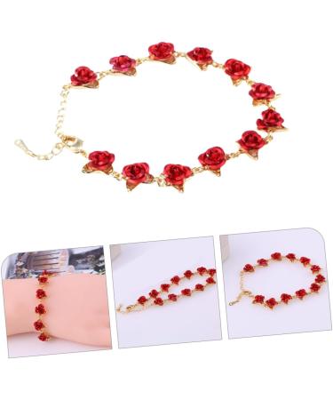 CHILDWEET Rose Bracelet Wristbands Bracelets Red Decor Rose Decor Women Jewelry Accessories Miss Alloy Fashion - Buy Online on GoSupps.com