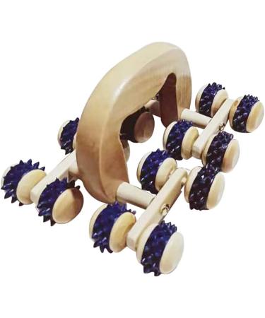 Yzki Massage Roller with Wooden Handle | 16 Rolls | Anti-Cellulite & Stress Relief Body Massage Tool for Shoulders Arms Legs Back | Free Size Blue - Shop Internationally Now! - Buy Online on GoSupps.com