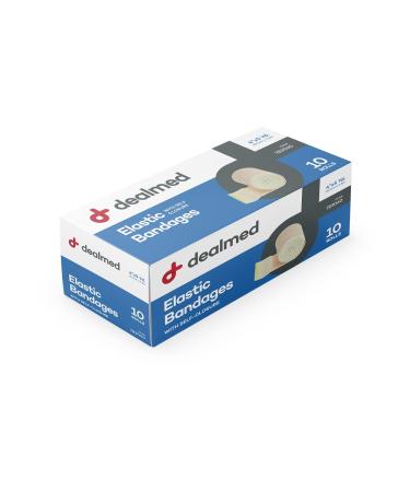 Dealmed 4" Elastic Bandage Wrap with Self-Closure  10 Elastic Bandages, 5 Yards Stretched Compression Bandage Wrap, Wound Care Product for First Aid Kit and Medical Facilities Pack of 10