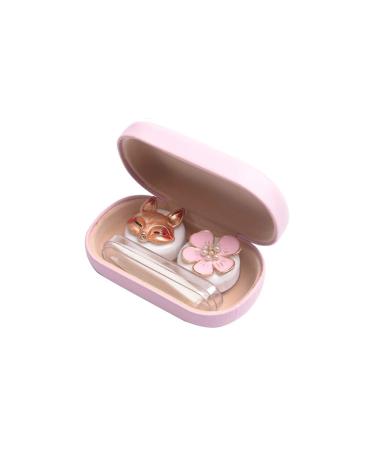 Optometry lens container contact lens container box contact lens box cute simple several female portable invisible partner double storage Fox shadow care box (color: a) (color