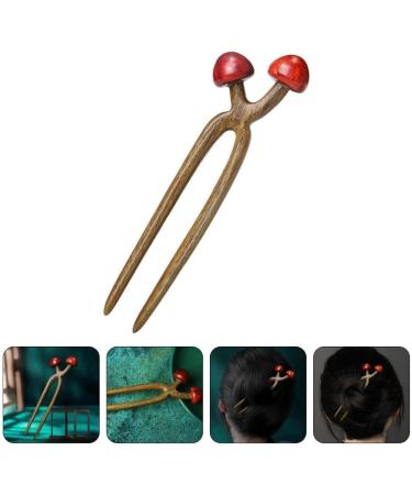 Baluue U Shaped Hairpin Mushroom Hair Stick Wooden Hair Fork Chinese Hair Chopsticks Chignon Pins Hair Chopsticks for Women Girl - Buy Online on GoSupps.com