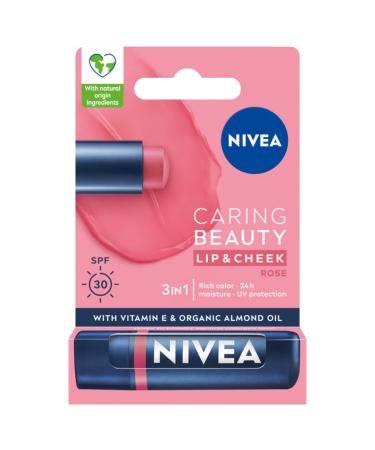 NIVEA NIVEA Caring Beauty Care 3 in 1 Rose Lipstick 4.8g