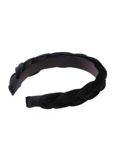Beaupretty Flock Padded Headband Vintage Alice Style Braided Hairband Wide Hair Hoop Twisted Knotted Headband for Women(Black) Size 1 (Pack of 1) Black