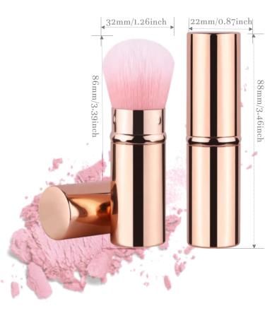 Retractable Telescopic Face Kabuki Brush - Gold Pink | Portable Makeup Brushes for Powder, Foundation, Blush - Travel-friendly - Buy Online on GoSupps.com