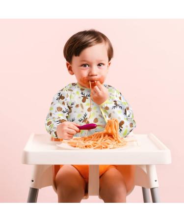 Vicloon Waterproof Baby Bibs with Long Sleeves | 5PC Animal Style Set for 6-24 Months - Perfect for Food Art and Crafts - Buy Online on GoSupps.com